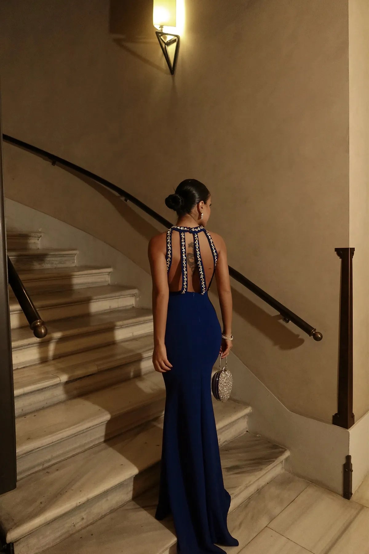 Vestido elegante com pérolas Saxe