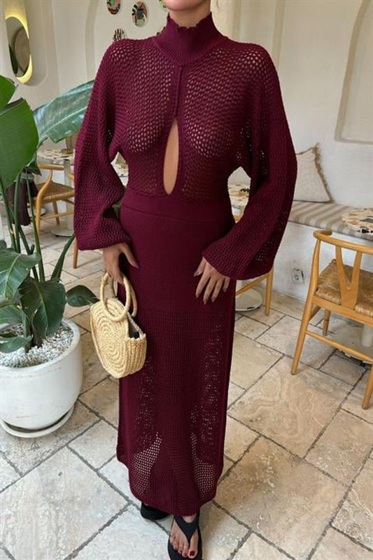 Vestido de malha aberto