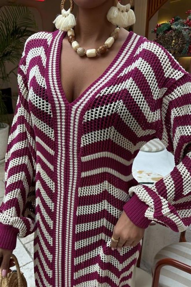 Vestido casual com pormenor de renda