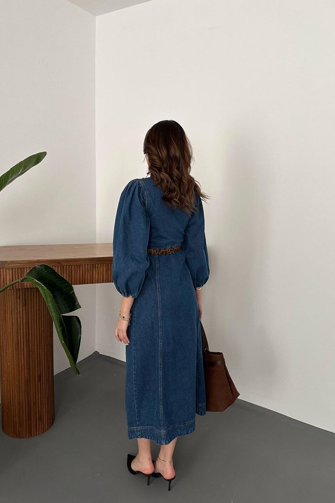 Vestido Jeans Manga Balão