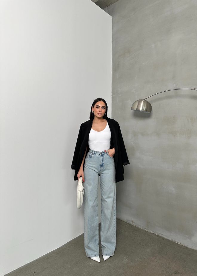 Jeans Femininos De Cintura Alta Folgada