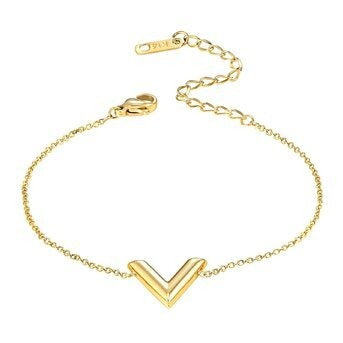 Pulseira "V", Aço banhado a ouro 18K