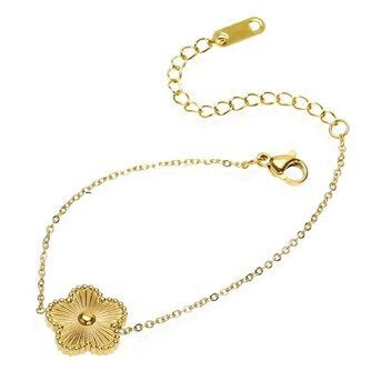 Pulseira "Flor", Aço banhado a ouro 18K
