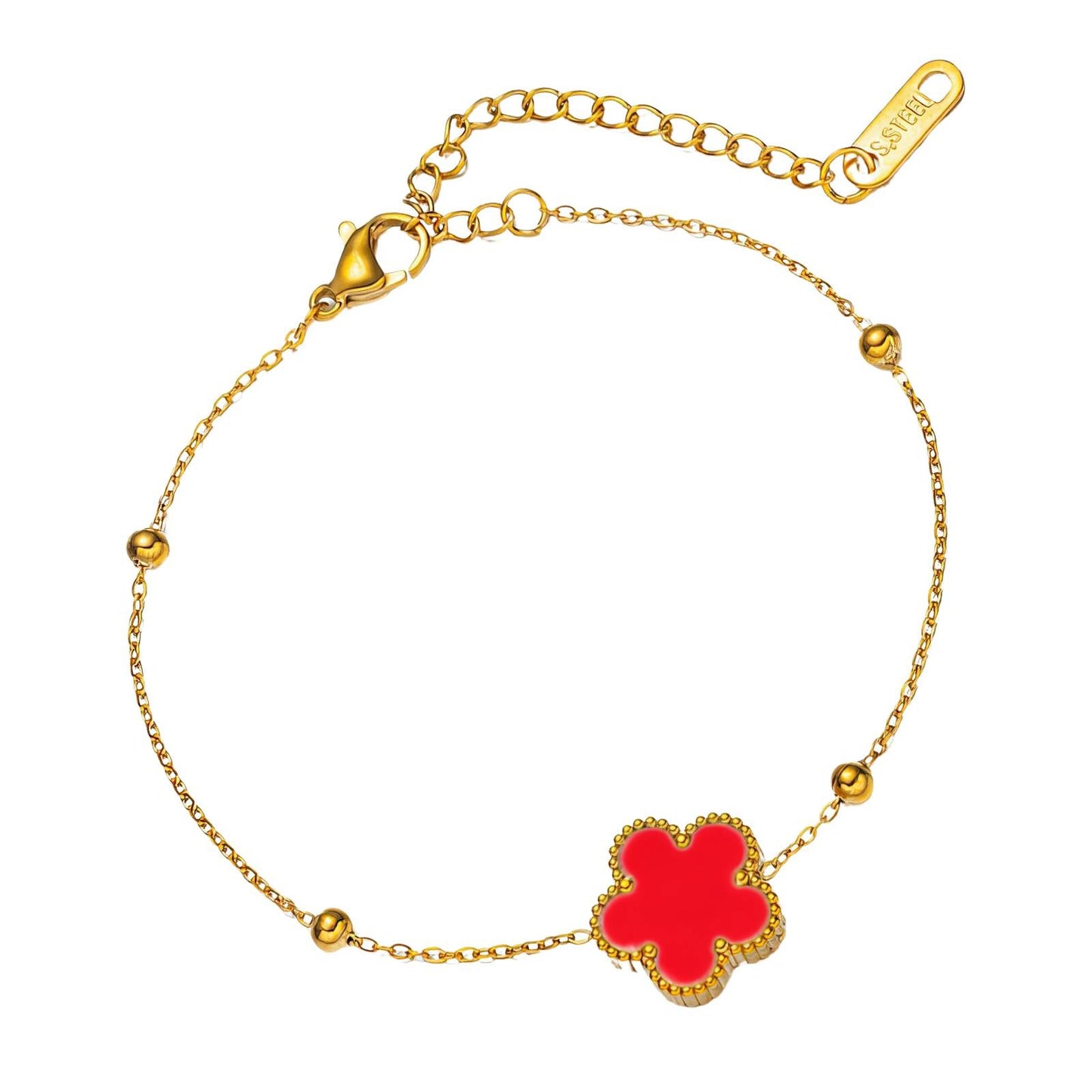 Pulseira "Flor", Aço banhado a ouro 18K