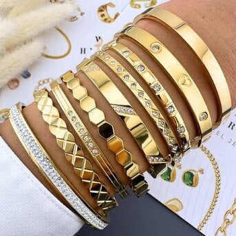 Pulseira, Aço banhado a ouro 18K