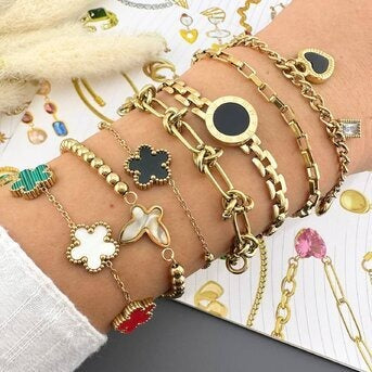 Pulseira, Aço banhado a ouro 18K