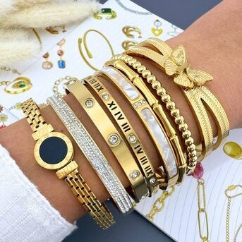 Pulseira, Aço banhado a ouro 18K