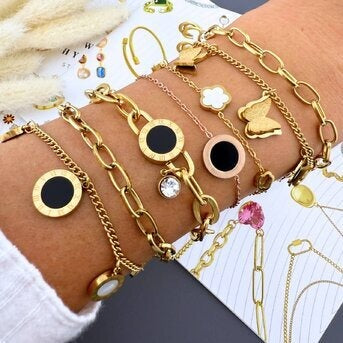 Pulseira, Aço banhado a ouro 18K