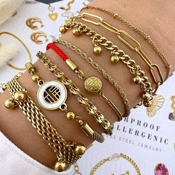 Pulseira, Aço banhado a ouro 18K