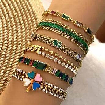 Pulseira, Aço banhado a ouro 18K