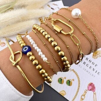 Pulseira, Aço banhado a ouro 18K