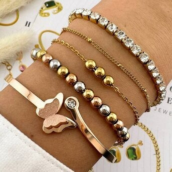 Pulseira, Aço banhado a ouro 18K