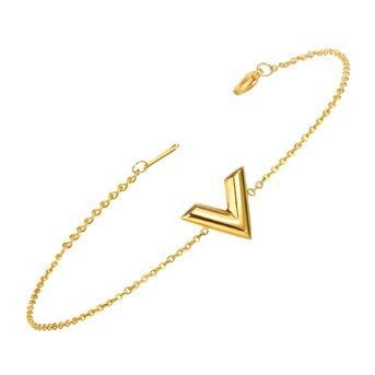 Pulseira "V", Aço banhado a ouro 18K