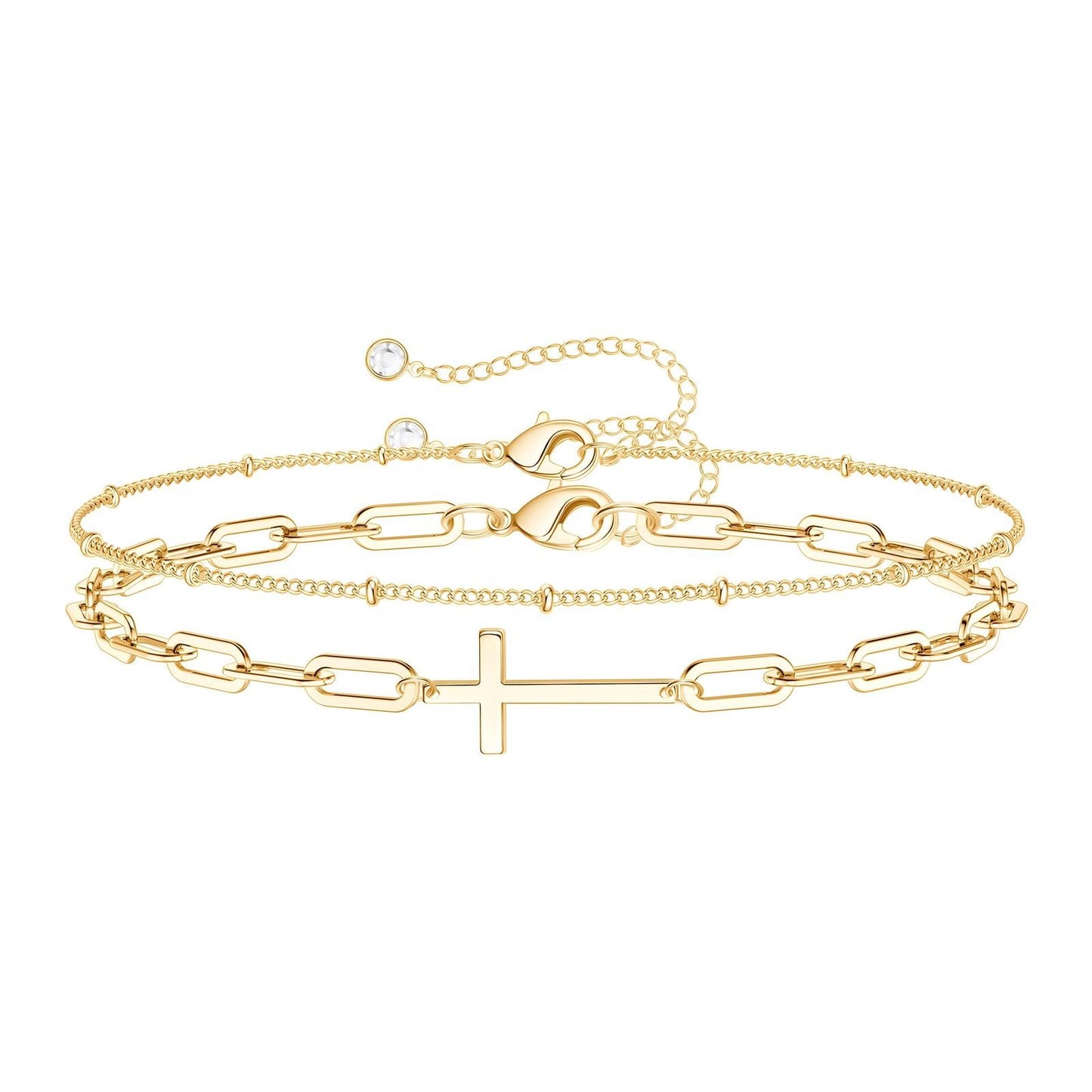 Pulseira "Cruzes", Aço banhado a ouro 18K