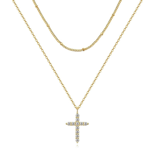Colar "Cruzes", Aço banhado a ouro 18K