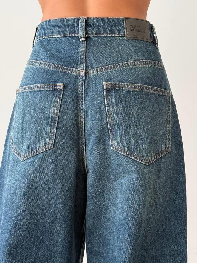 Calça Jeans Azul Escuro Perna Extra Larga
