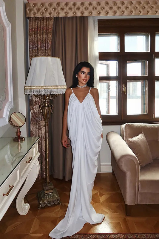 Vestido Maxi Branco Drapeado