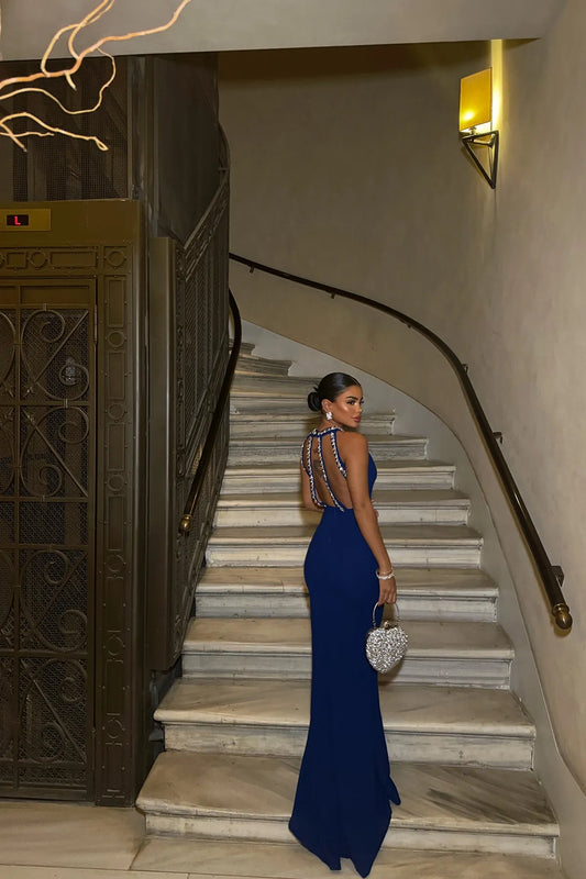 Vestido elegante com pérolas Saxe