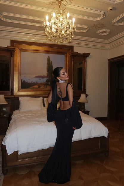 Vestido elegante e sofisticado com brilho pedro