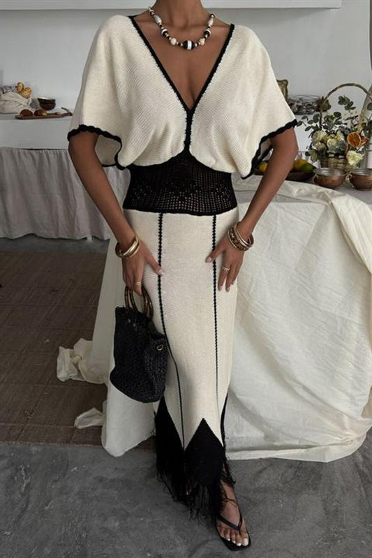 Vestido casual com pormenor de renda