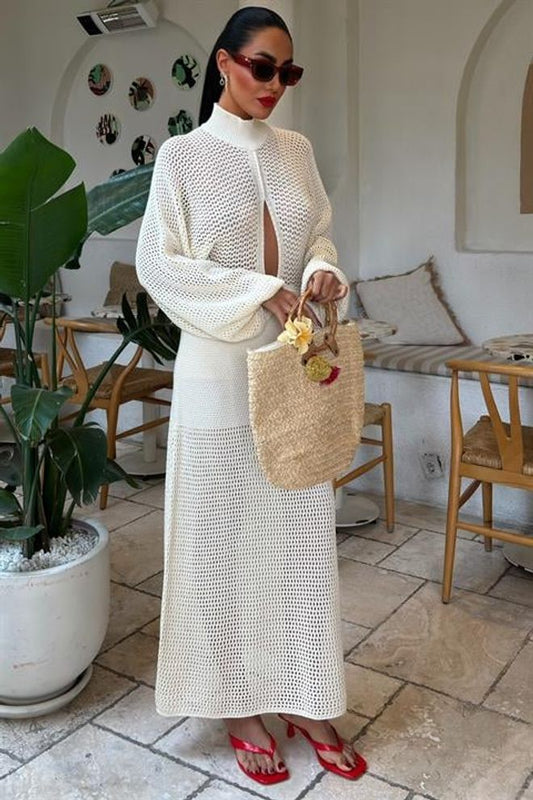 Vestido de malha aberto