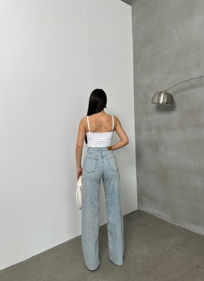 Jeans Femininos De Cintura Alta Folgada