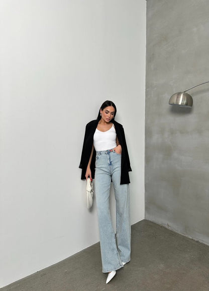 Jeans Femininos De Cintura Alta Folgada