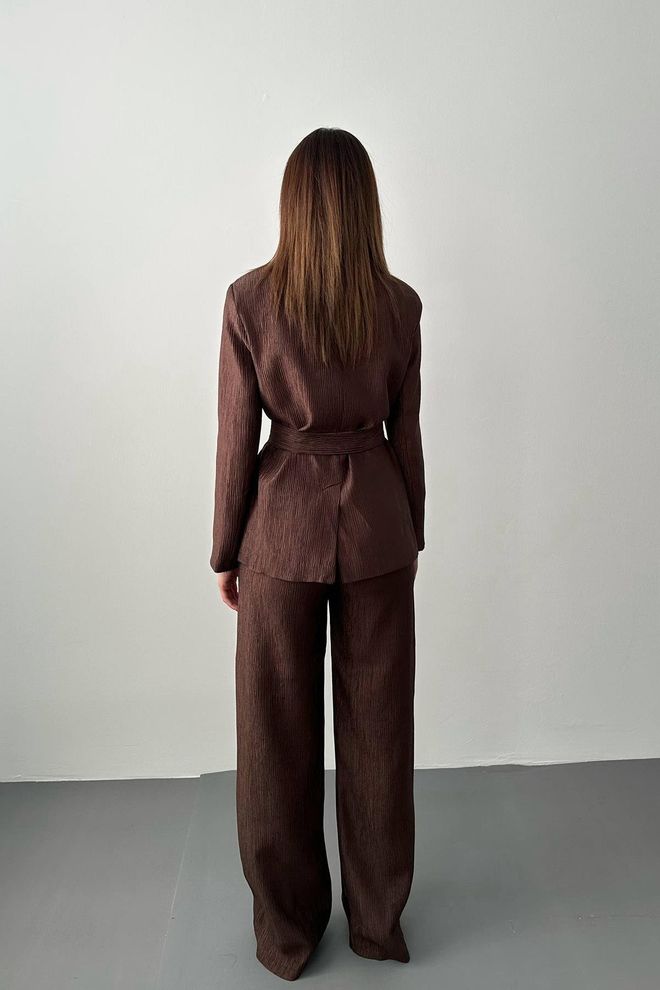 Jaqueta e Calça Com Cinto De Cintura Terno Brilhante