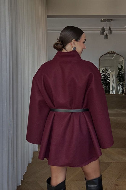 Poncho De Caxemira Com Cinto