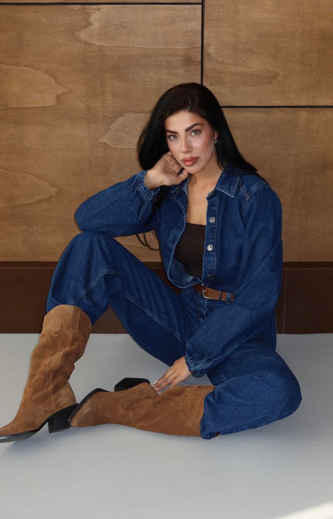 Macacão Azul Casual Com Bolso