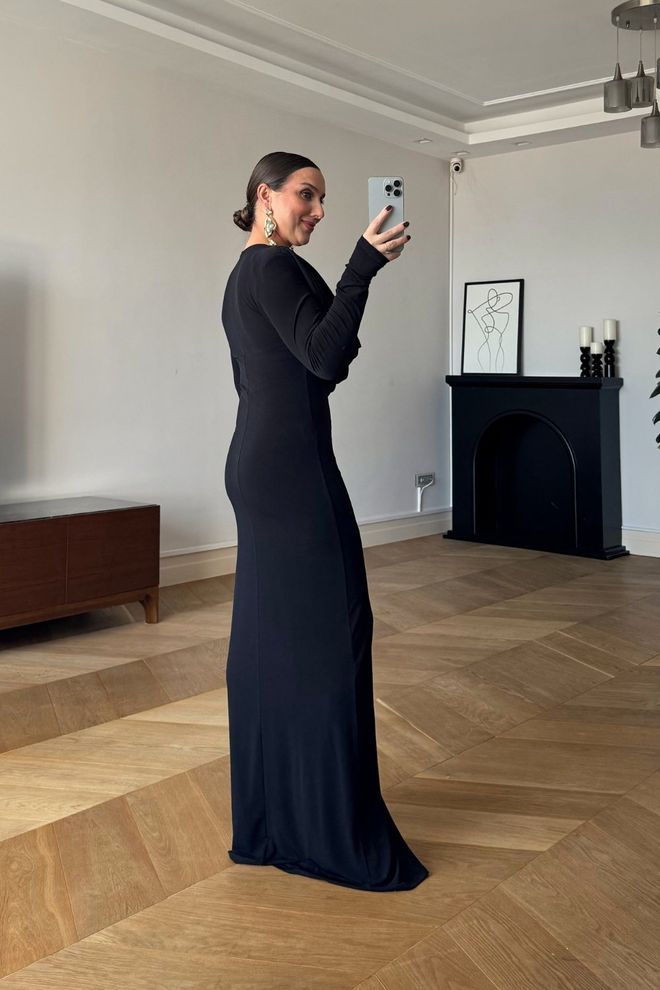 Vestido Elegante Com Decote Cowl