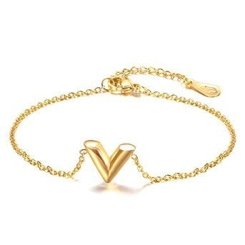 Pulseira "V", Aço banhado a ouro 18K