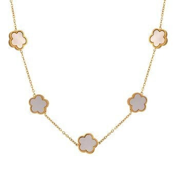 Colar "Pradaria De Flores", Aço banhado a ouro 18K