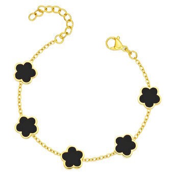 Pulseira Pradaria De Flores, Aço banhado a ouro 18K