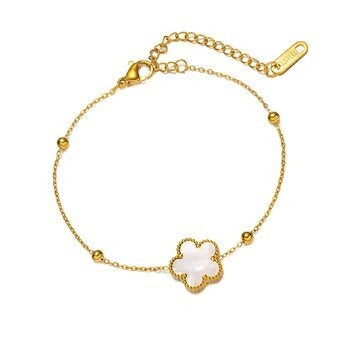 Pulseira Flor, Aço banhado a ouro 18K