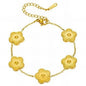 Pulseira "Flores", Aço banhado a ouro 18K