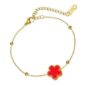 Pulseira "Flor", Aço banhado a ouro 18K