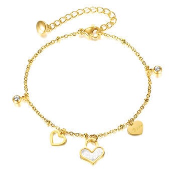 Pulseira "Coraçõezinhos", Aço banhado a ouro 18K