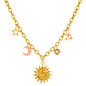 Colar "Crescente E Sol", Aço banhado a ouro 18K