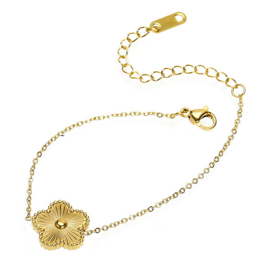 Pulseira "Flor", Aço banhado a ouro 18K