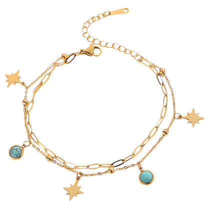 Pulseira "Estrelas", Aço banhado a ouro 18K