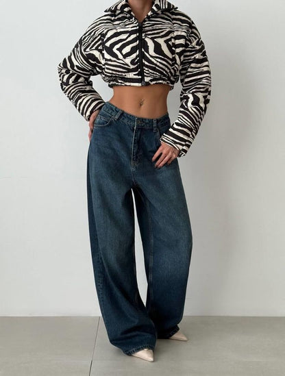 Calça Jeans Azul Escuro Perna Extra Larga